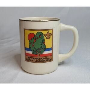 Scouts Vintage Mug Collectible 1973 National Jamboree Glass Used Boy Eagle Cub